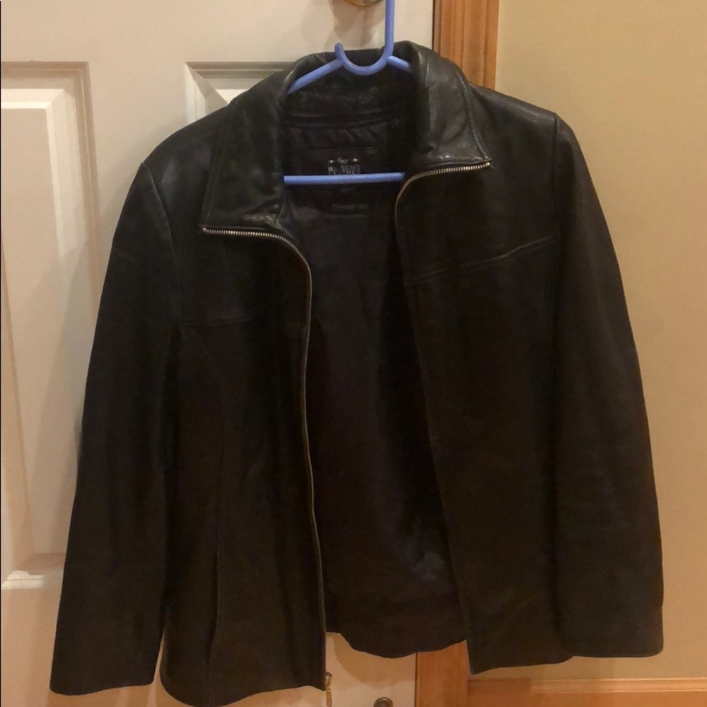 black leather jacket